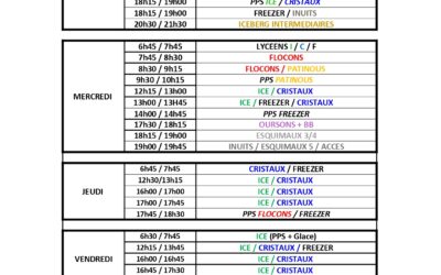 Modification de planning fin de saison- Attention ! Changement PPS Mardi