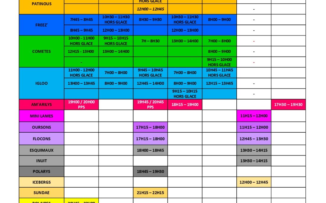 Planning Vacances Toussaint 2025